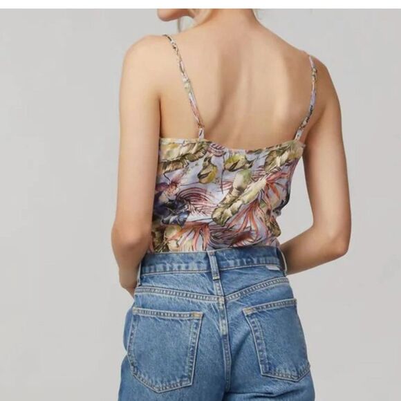 ALLEN SCHWARTZ Anabella Sky Cami Peach Salmon Lace Spaghetti Strap Blouse Top XS - Picture 2 of 7